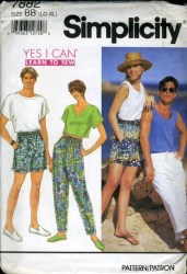 7882 SO EZ UNISEX HIM HER SHORTS,PANTS PATTERN XS-M